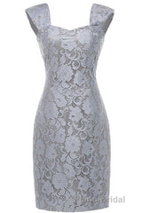 Two-Piece Grey Lace Short Mother of the Bride Dresses
