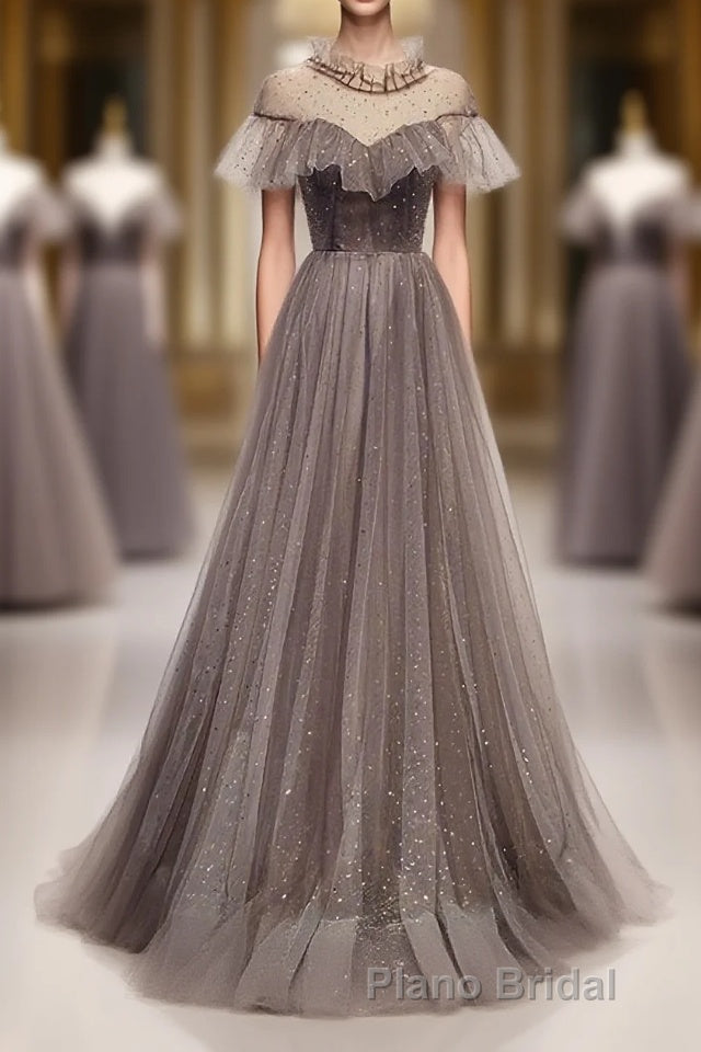 Unique Tulle Long Formal Prom Dresses, Tulle Evening Dresses Main image