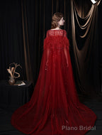 Luxury Burgundy Evening Dress, Long Evening Party Prom Dresses, A Line Prom Gown