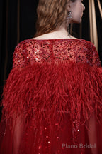 Luxury Burgundy Evening Dress, Long Evening Party Prom Dresses, A Line Prom Gown