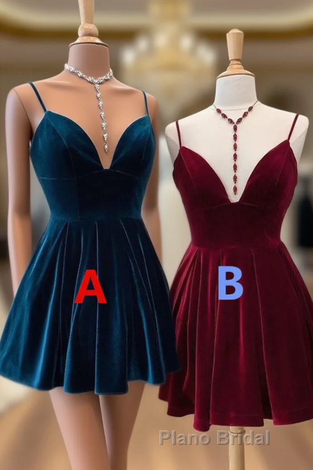 Velvet Homecoming Dress Tie Back Straps Formal  Short Formal Prom Dress Main image