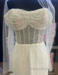 Sheath-Column Off The Shoulder Wedding Dresses With Sequin