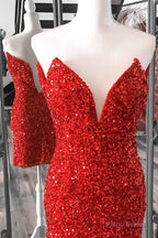 Red Sequin Strapless Short Homecoming Dress