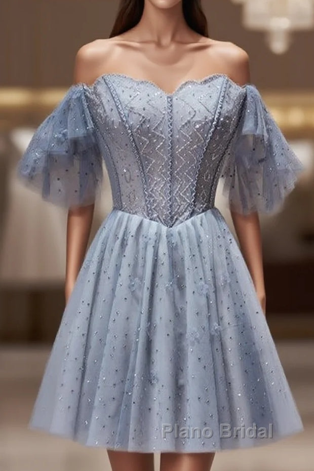 Off The Shoulder Tulle Short Homecoming Dresses Main image