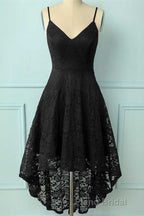 Spaghetti Strap High-Low Burgundy Lace Bridesmaid Dresses