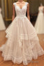 A Line Brush Train Sweetheart Sleeveless Ruffles Appliques Wedding Dresses
