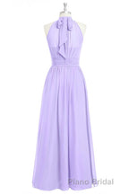 Lavender Chiffon Halter Long Bridesmaid Dresses