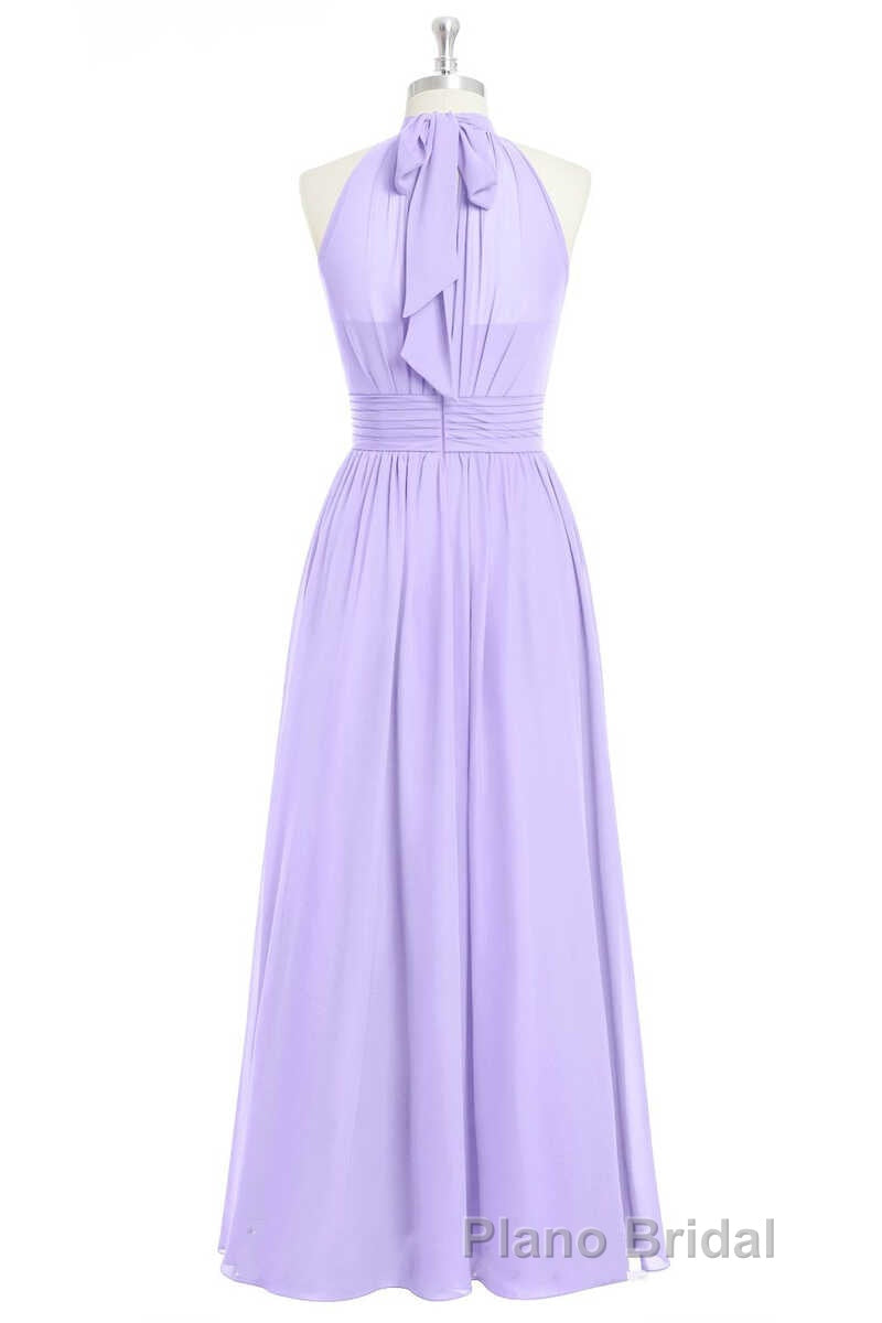 Lavender Chiffon Halter Long Bridesmaid Dresses