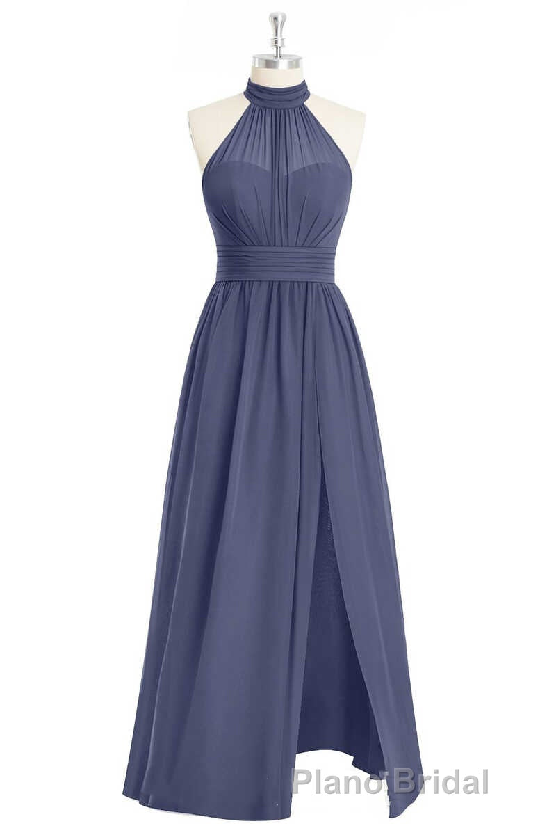 Lavender Chiffon Halter Long Bridesmaid Dresses