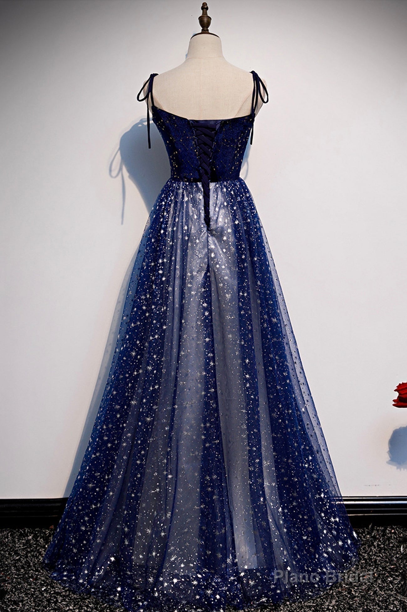 Blue Tulle Long A-Line Prom Dresses, Blue Evening Party Dresses Secondary image
