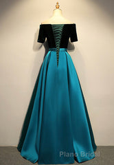Elegant Velvet Satin Long Formal Prom Dresses, A-Line Evening Dresses