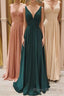 Simple V-Neck Long Formal Prom Dresses, A-Line Evening Party Dresses