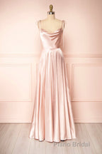Simple Satin Long Formal Prom Dresses, A-Line Formal Evening Dresses