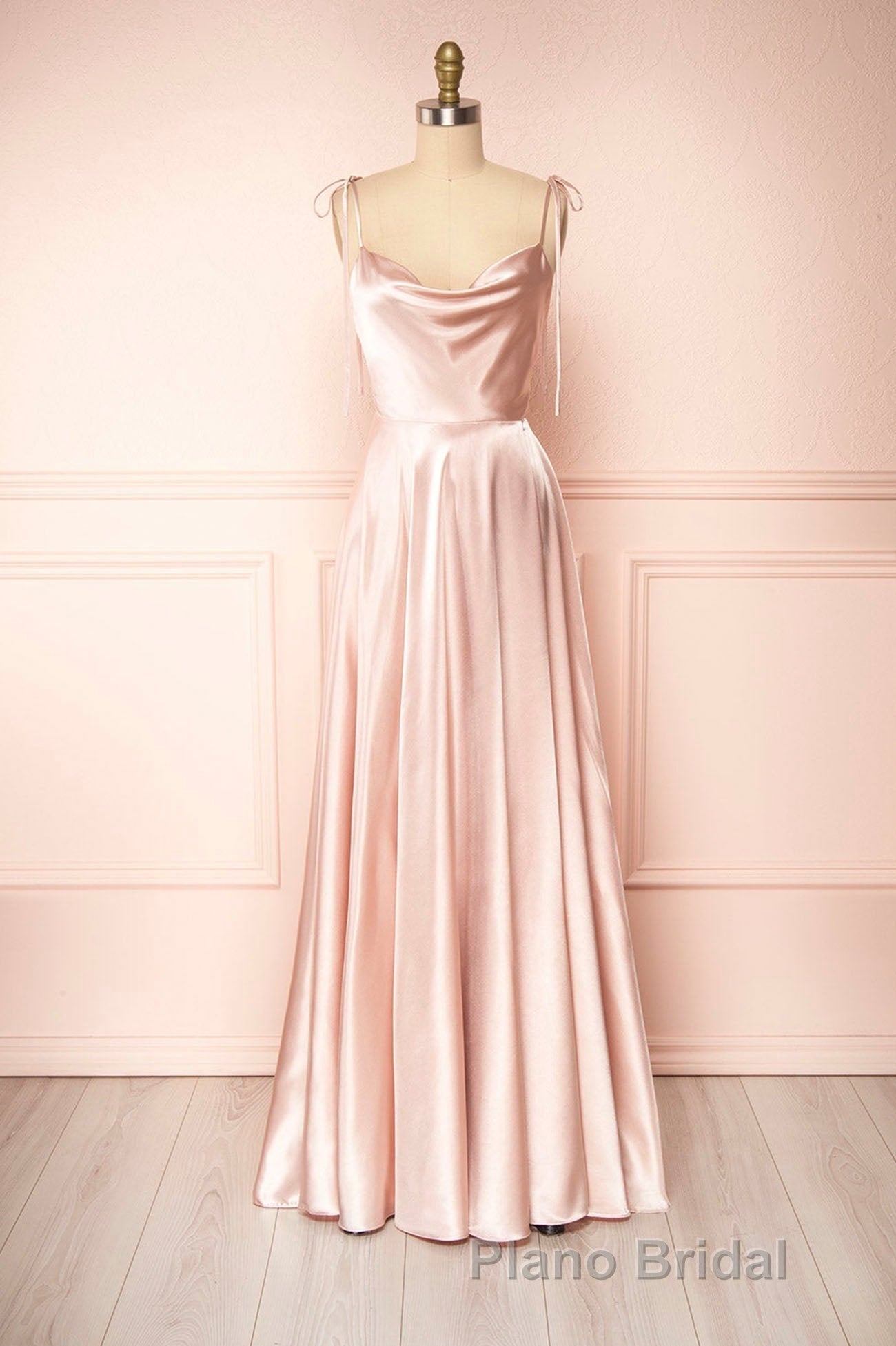 Simple Satin Long Formal Prom Dresses, A-Line Formal Evening Dresses