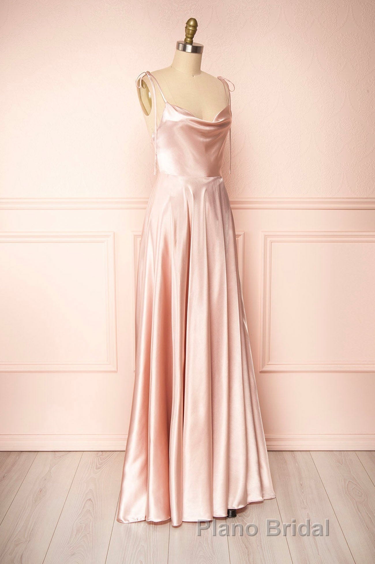 Simple Satin Long Formal Prom Dresses, A-Line Formal Evening Dresses