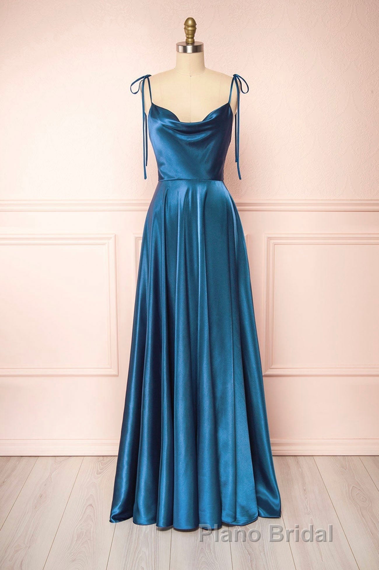 Simple Satin Long Formal Prom Dresses, A-Line Formal Evening Dresses