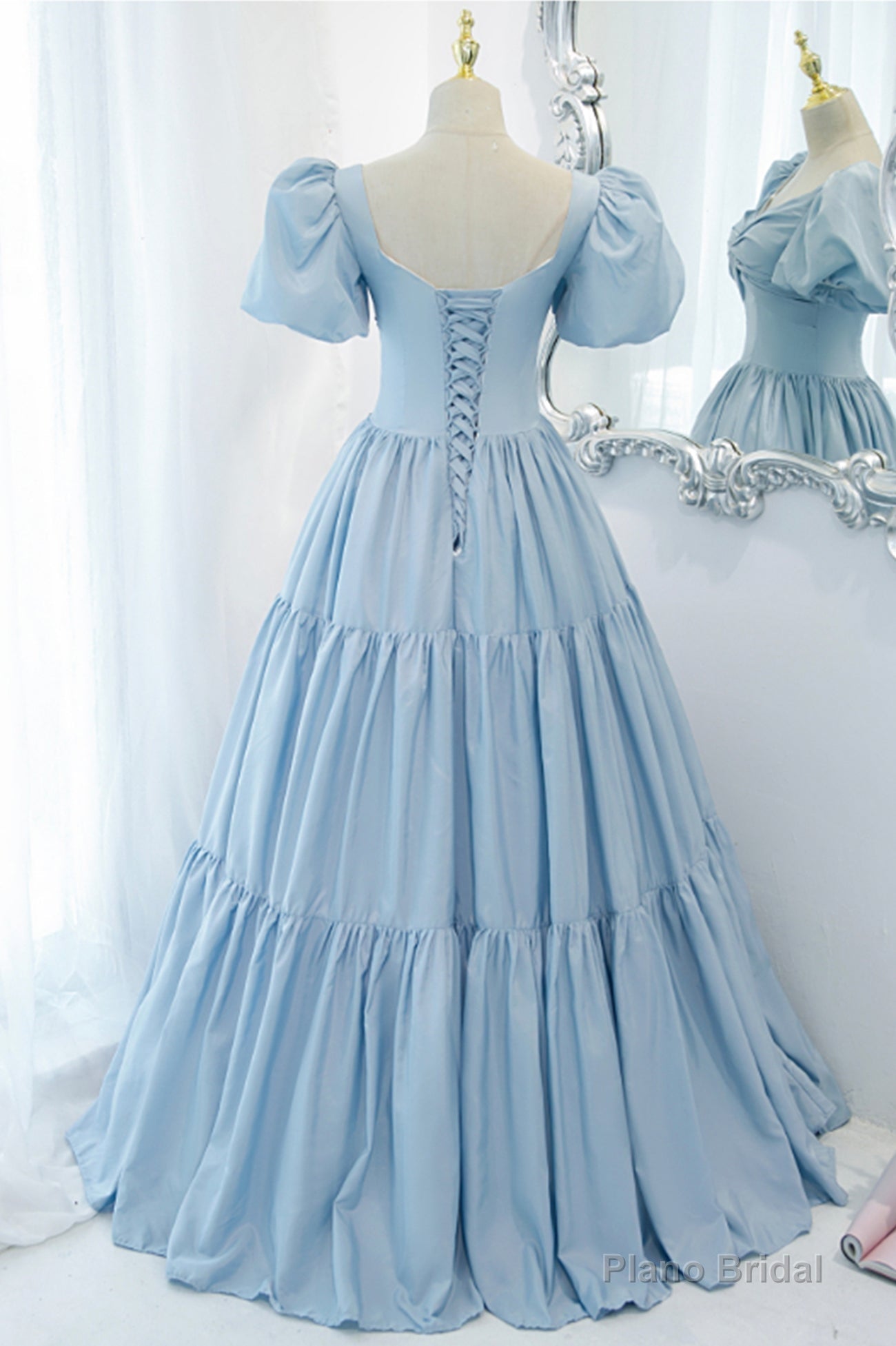 Blue A-Line Long Prom Dress, Blue Formal Evening Dress