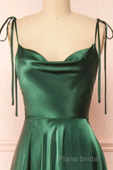 Simple Satin Long Formal Prom Dresses, A-Line Formal Evening Dresses