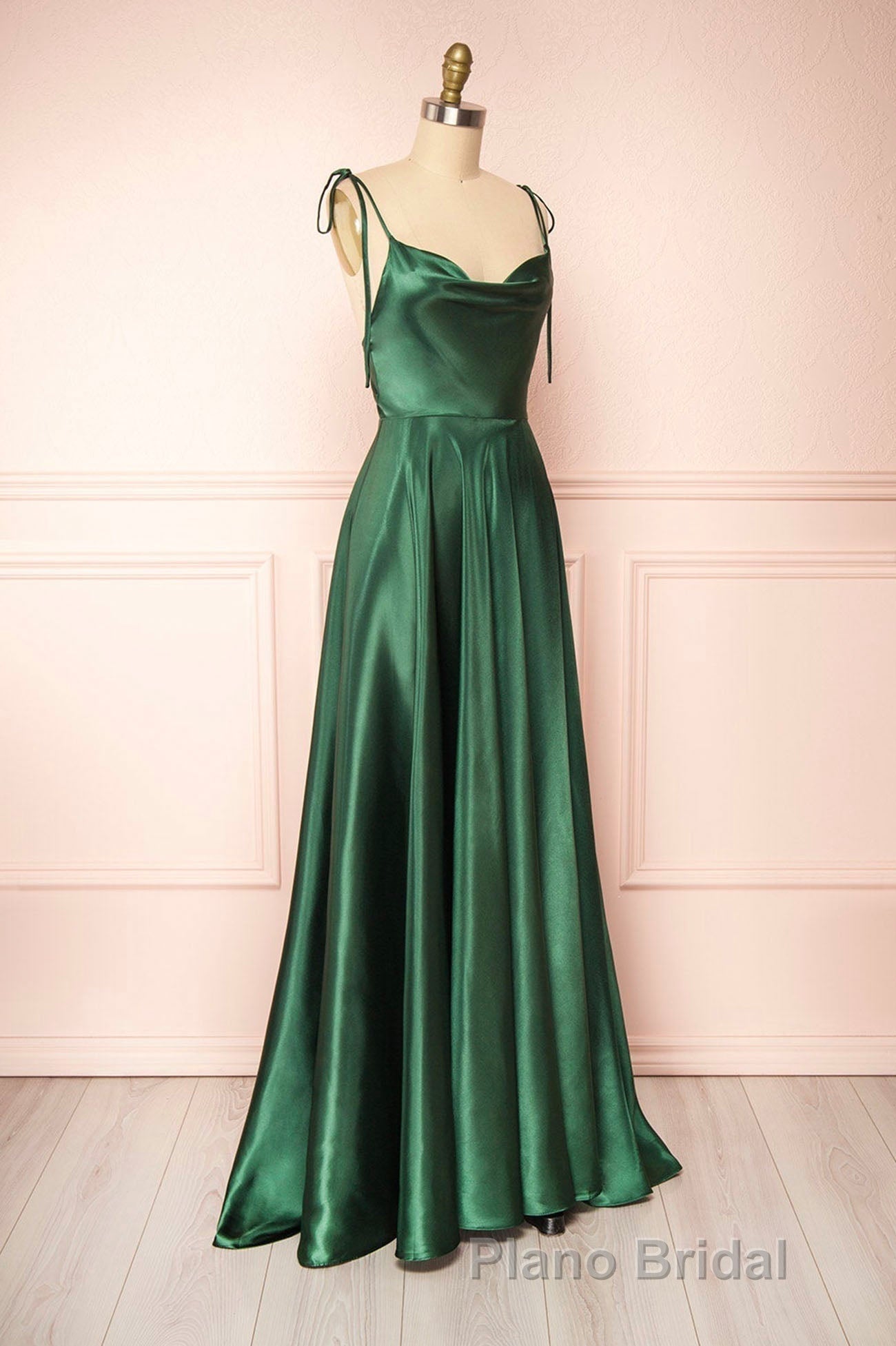 Simple Satin Long Formal Prom Dresses, A-Line Formal Evening Dresses