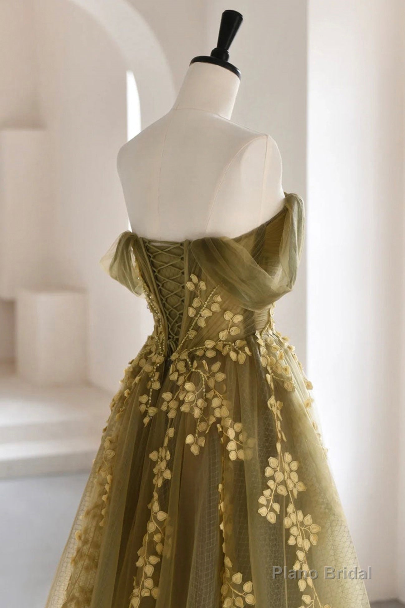 Green Tulle Long Prom Dresses, A-Line Off the Shoulder Evening Dresses Secondary image