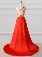 A-Line Formal Prom Dresses Side Split Evening Dresses