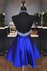 Elegant Halter Short Royal Blue Homecoming Dresses