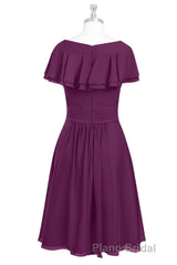 Red Chiffon V-Neck Ruffled A-Line Short Bridesmaid Dresses