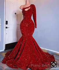 Blue sequin mermaid Formal Prom Dresses, shimmery African women party Dresses