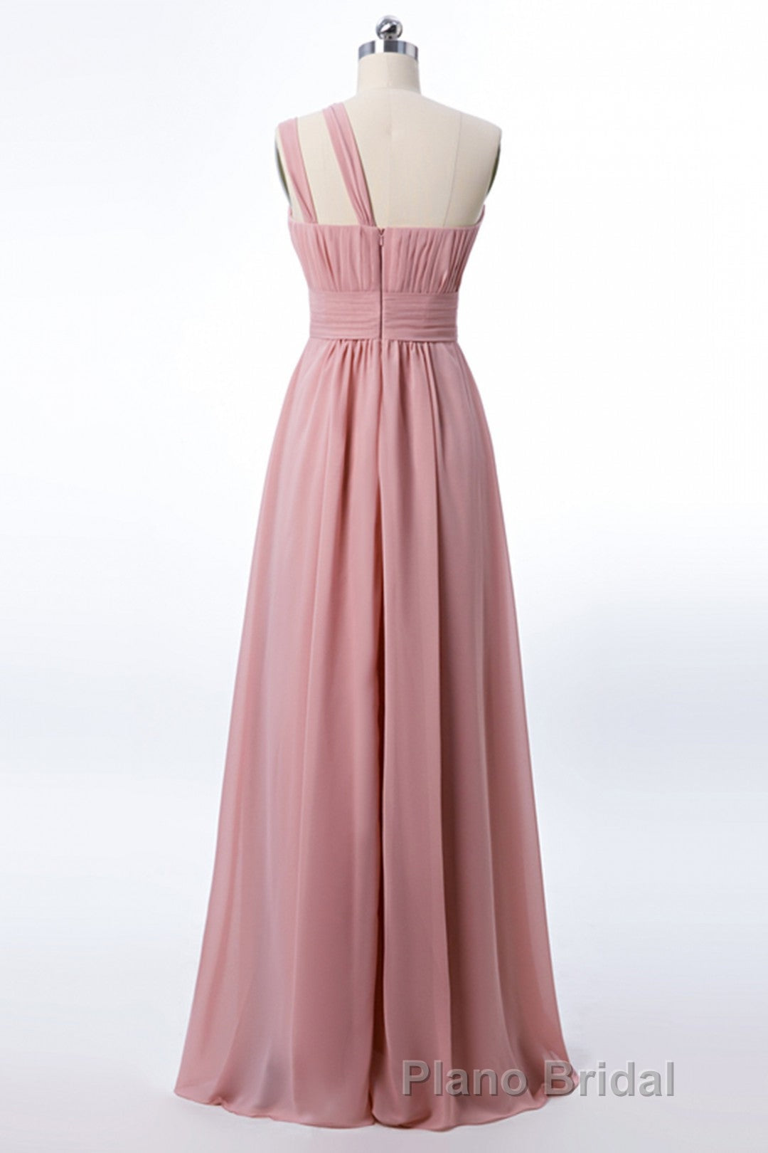 One Shoulder Blush Pink Chiffon A-line Bridesmaid Dresses Secondary image