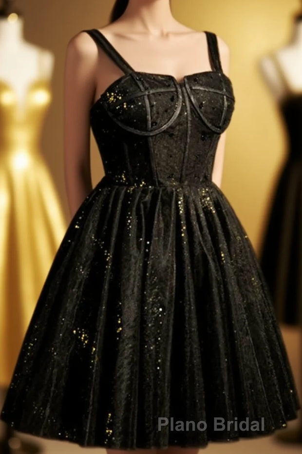 Red Sequins Straps A-Line Short Homecoming Dresses