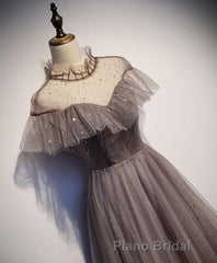 Unique Tulle Long Formal Prom Dresses, Tulle Evening Dresses
