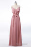 Mauve Pink Chiffon Spaghetti Straps Ruffled A-Line Bridesmaid Dresses