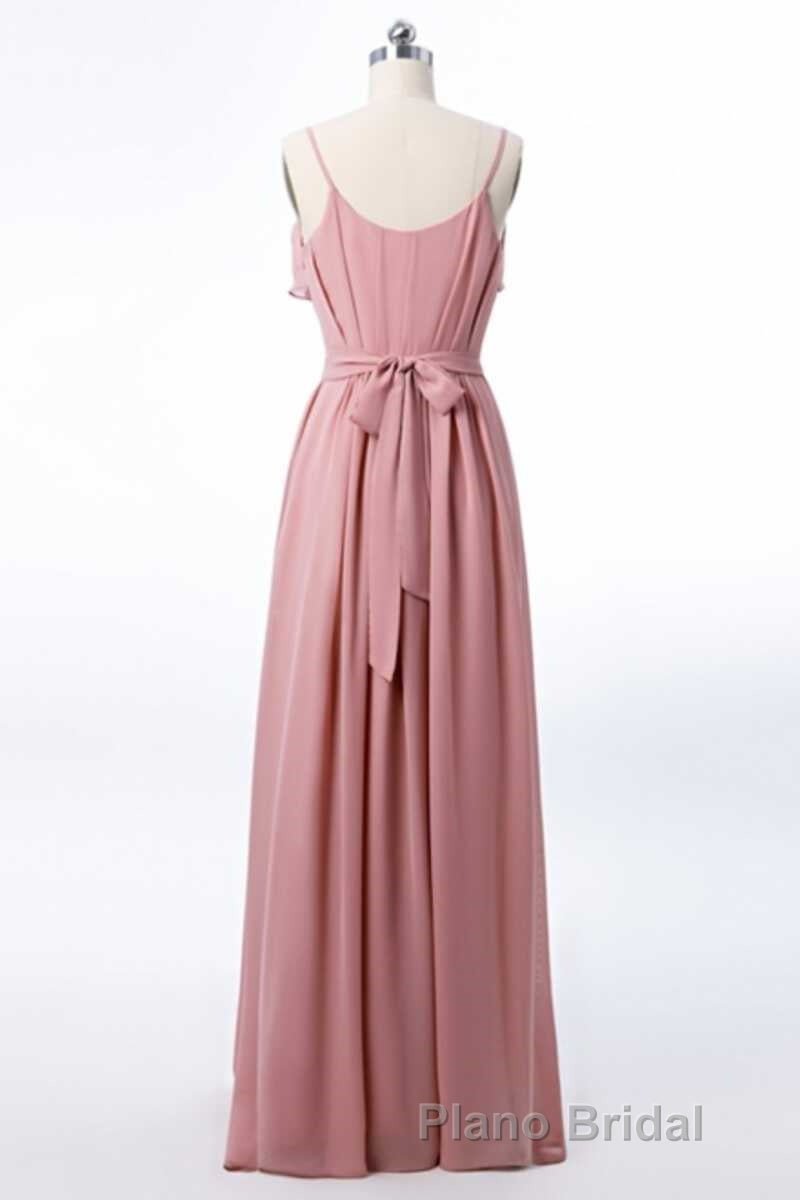 Mauve Pink Chiffon Spaghetti Straps Ruffled A-Line Bridesmaid Dresses Secondary image