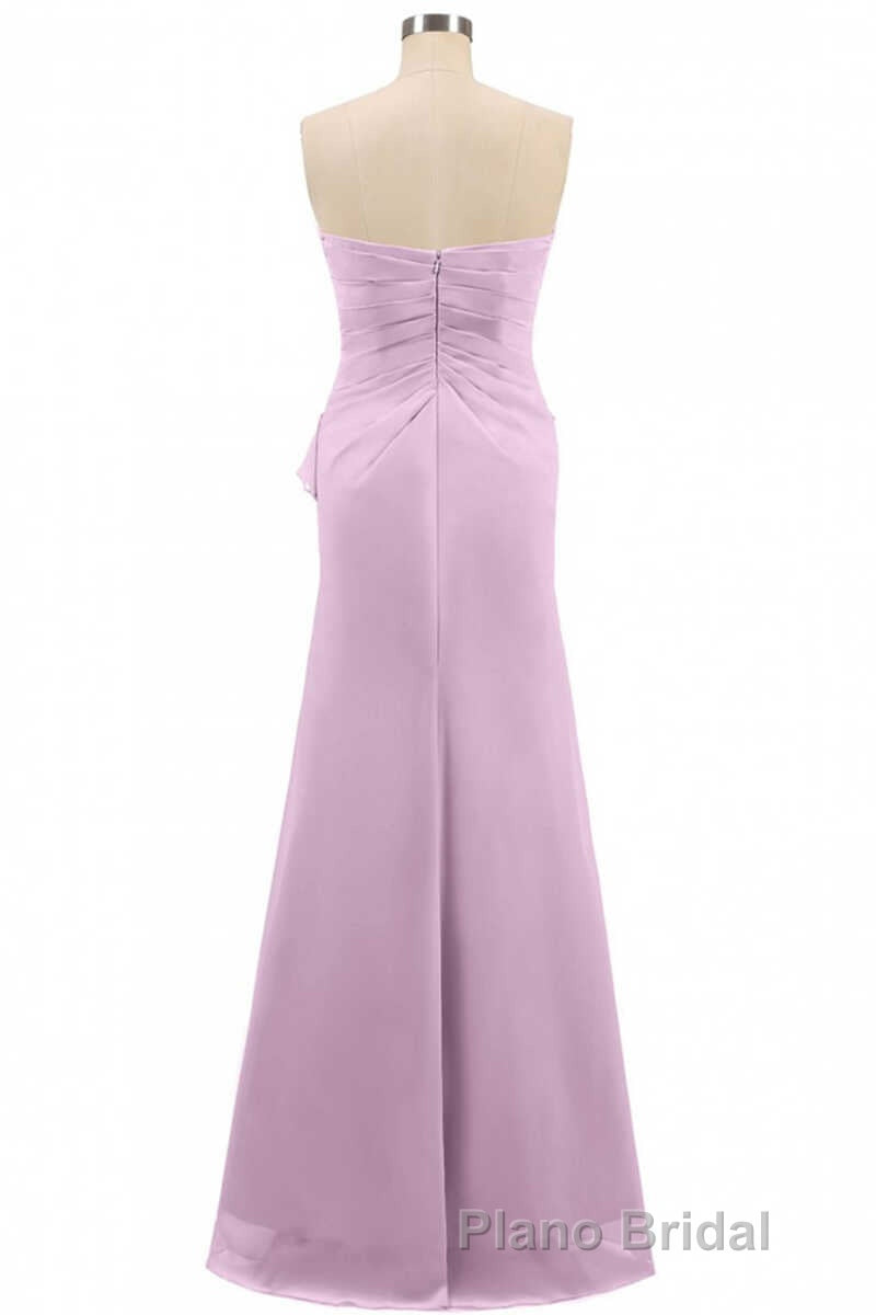 Pink Strapless Ruffled Mermaid Long Bridesmaid Dresses