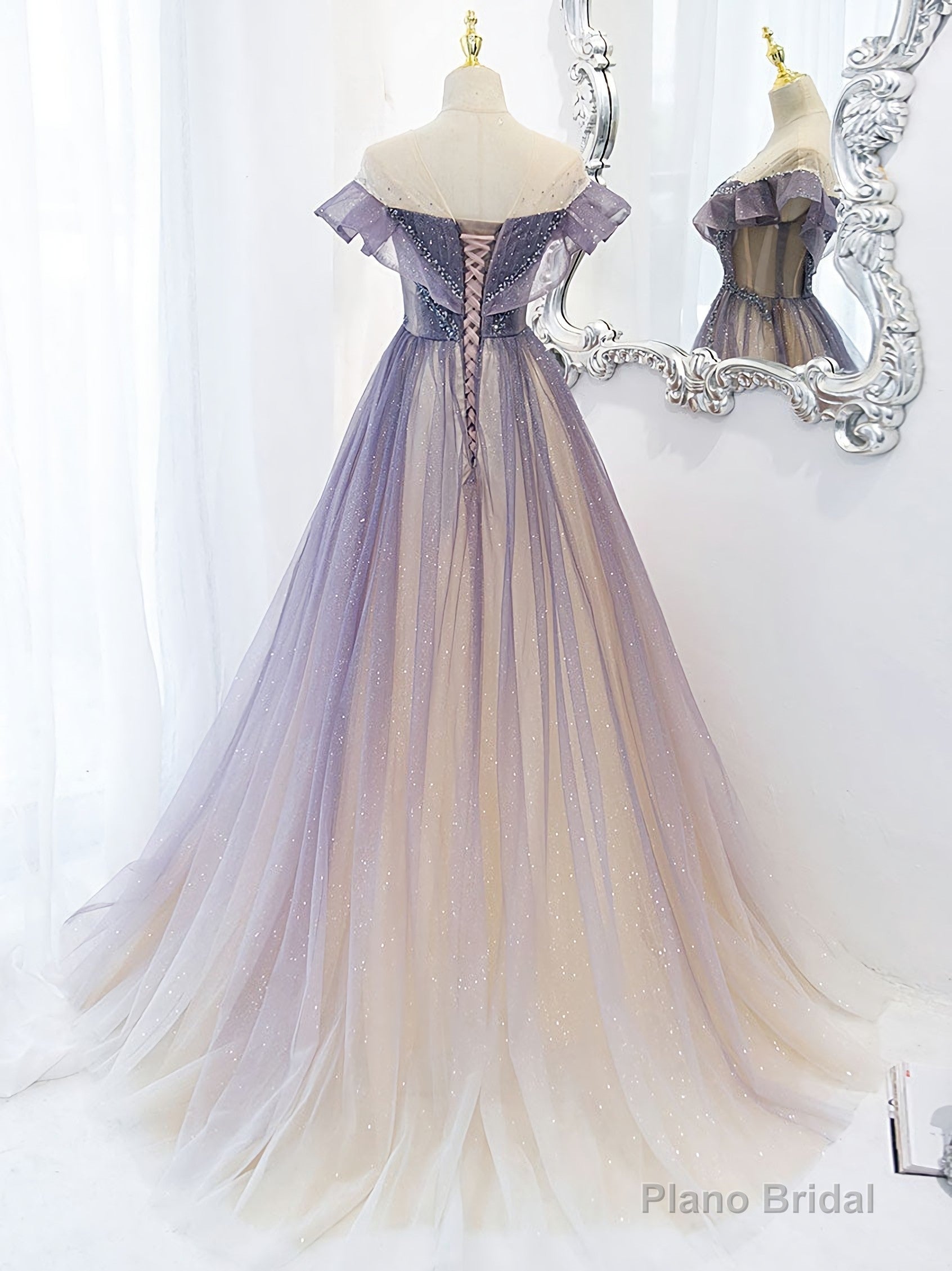 Purple Tulle Long Prom Dress, Purple Evening Dress Secondary image