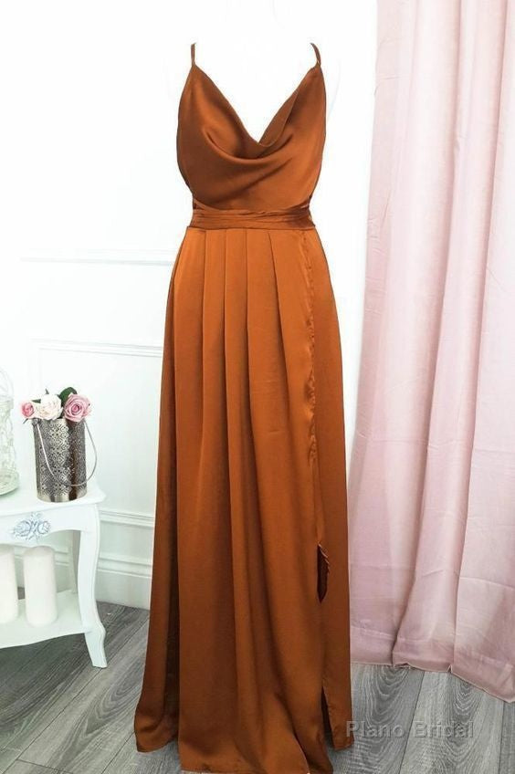 burnt orange long prom dress Main image