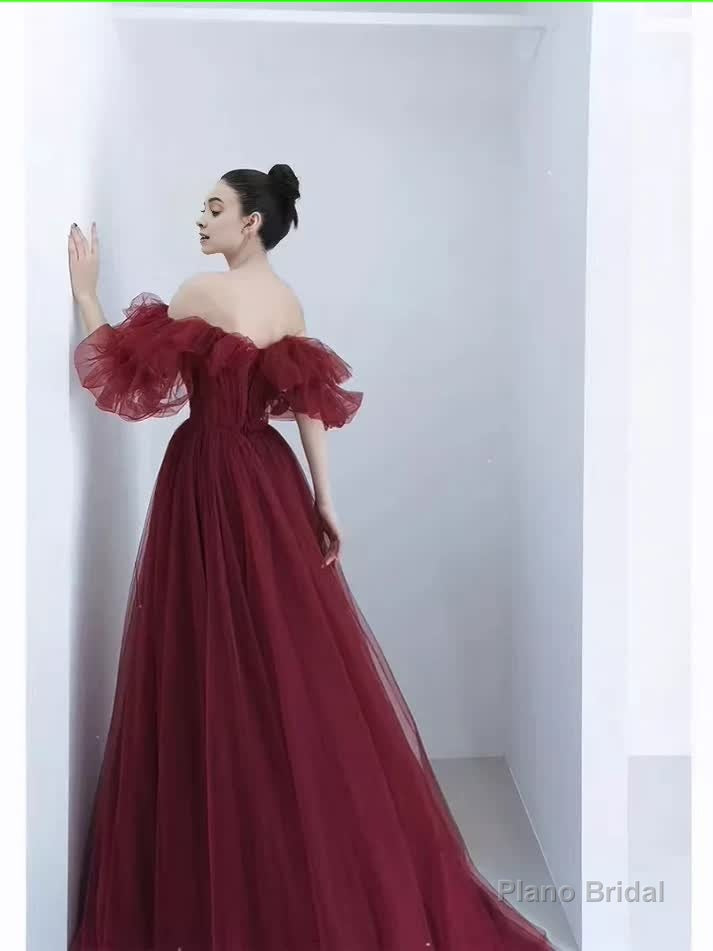 Ball Gown Burgundy Off The Shoulder Prom Dresses Evening Dress Secondary image