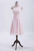 Short Pink One Shoulder Chiffon Homecoming Dresses