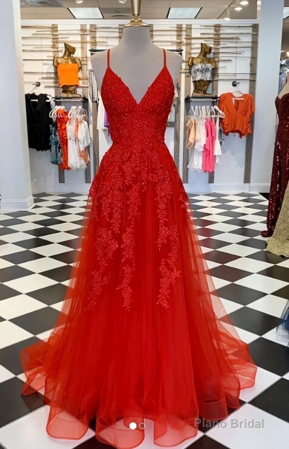 Red Lace Prom Dress, Prom Dresses, Evening Dress Formal Gown Graduation Party Dress, 2693 Main image