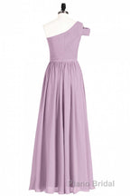Dusty Purple Chiffon One-Shoulder A-Line Long Bridesmaid Dresses