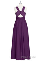 Magenta Chiffon Halter Cutout Back Long Bridesmaid Dresses