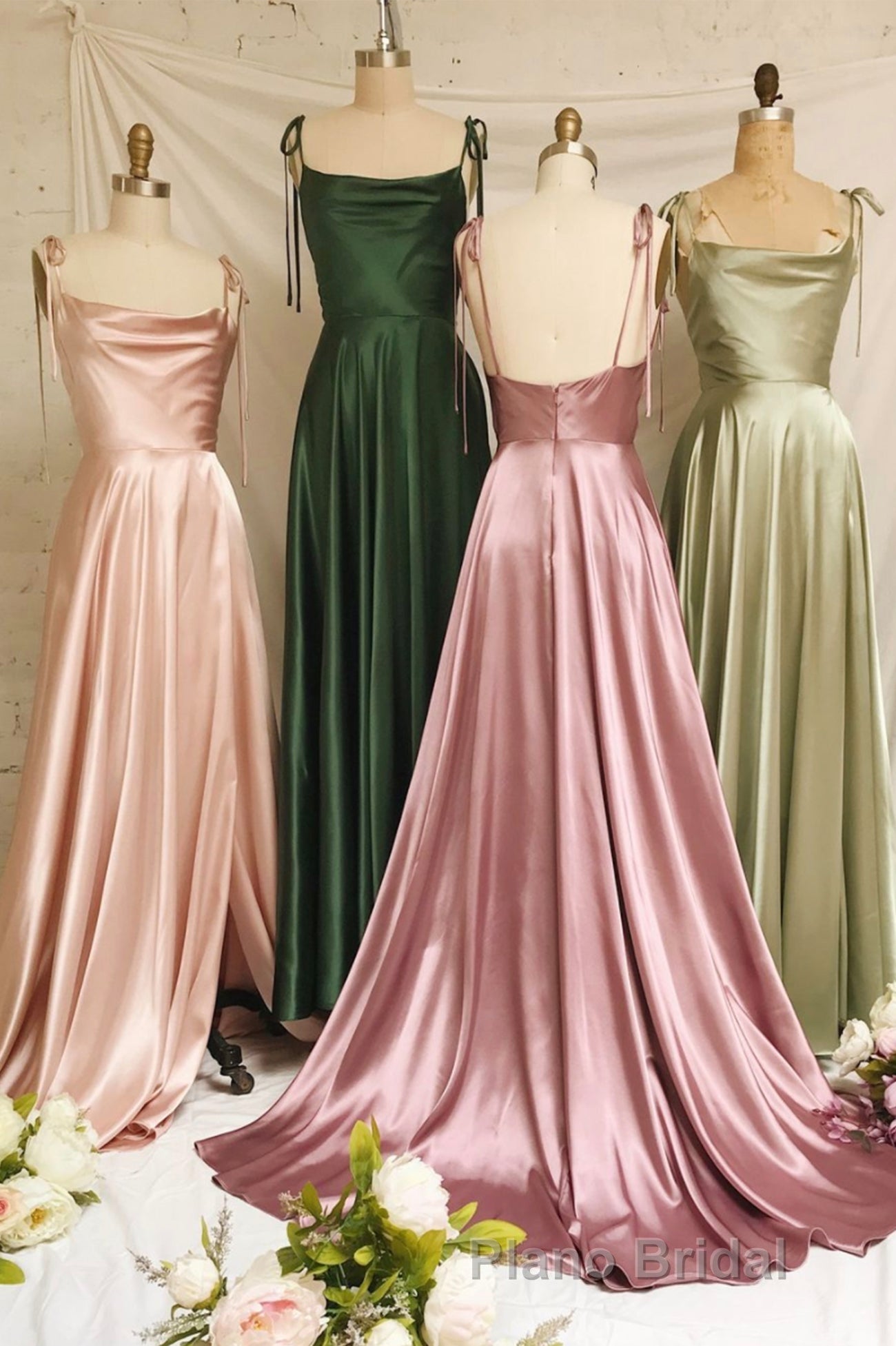 Simple Satin Long Formal Prom Dresses, A-Line Evening Party Dresses