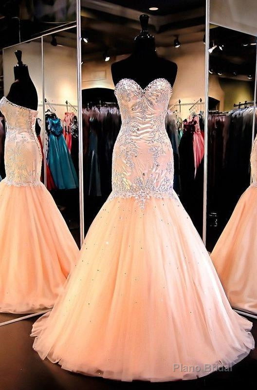 Floor-Length/Long Mermaid/Trumpet Sweetheart Tulle Prom Dresses Main image