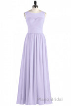 Lavender Chiffon Sweetheart Cutout Back A-Line Long Bridesmaid Dresses