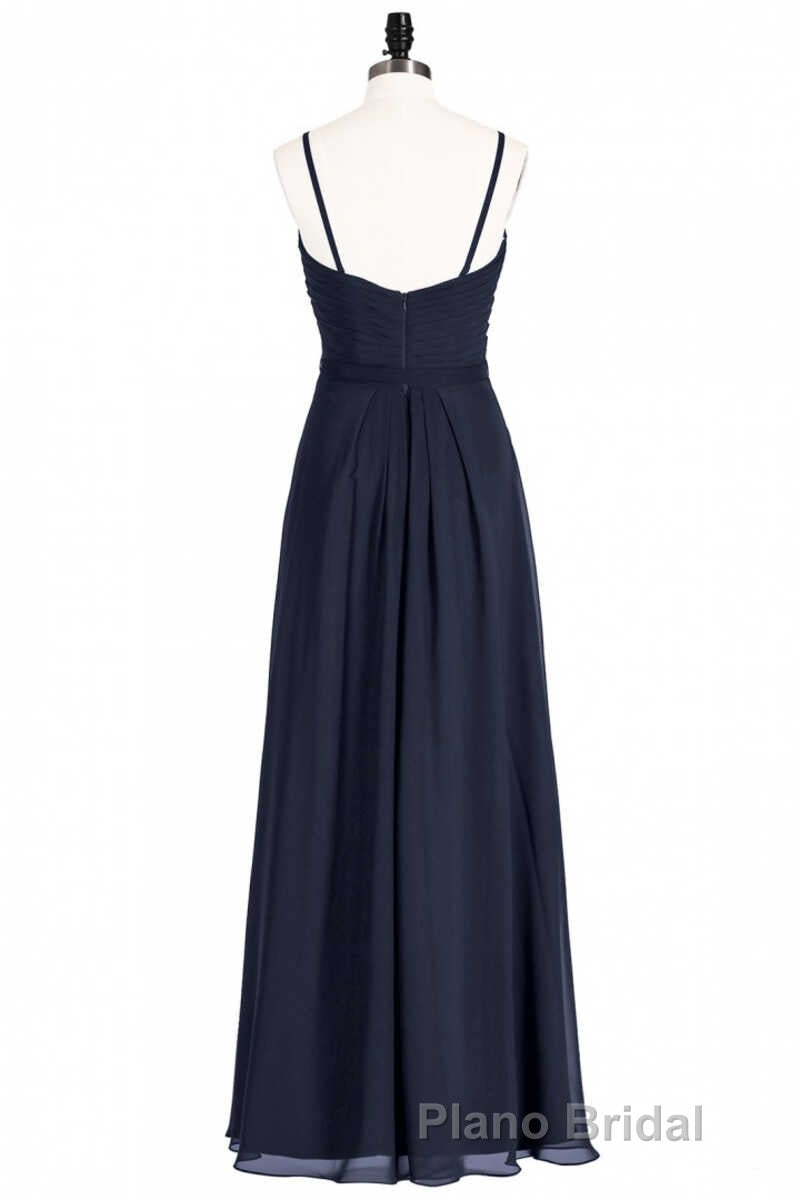 Black Chiffon Sweetheart Spaghetti Straps A-Line Long Bridesmaid Dresses Secondary image