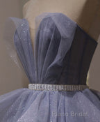 Purple Sweetheart Neck Tulle Sequin Long Formal Prom Dresses, Tulle Prom Dresses