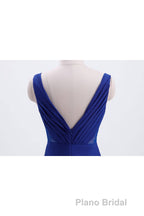Royal Blue Pleated A-line Chiffon Long Bridesmaid Dresses