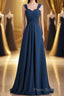 Navy Blue Chiffon Sweetheart A-Line Long Bridesmaid Dresses