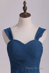 Navy Blue Chiffon Sweetheart A-Line Long Bridesmaid Dresses