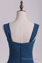 Navy Blue Chiffon Sweetheart A-Line Long Bridesmaid Dresses